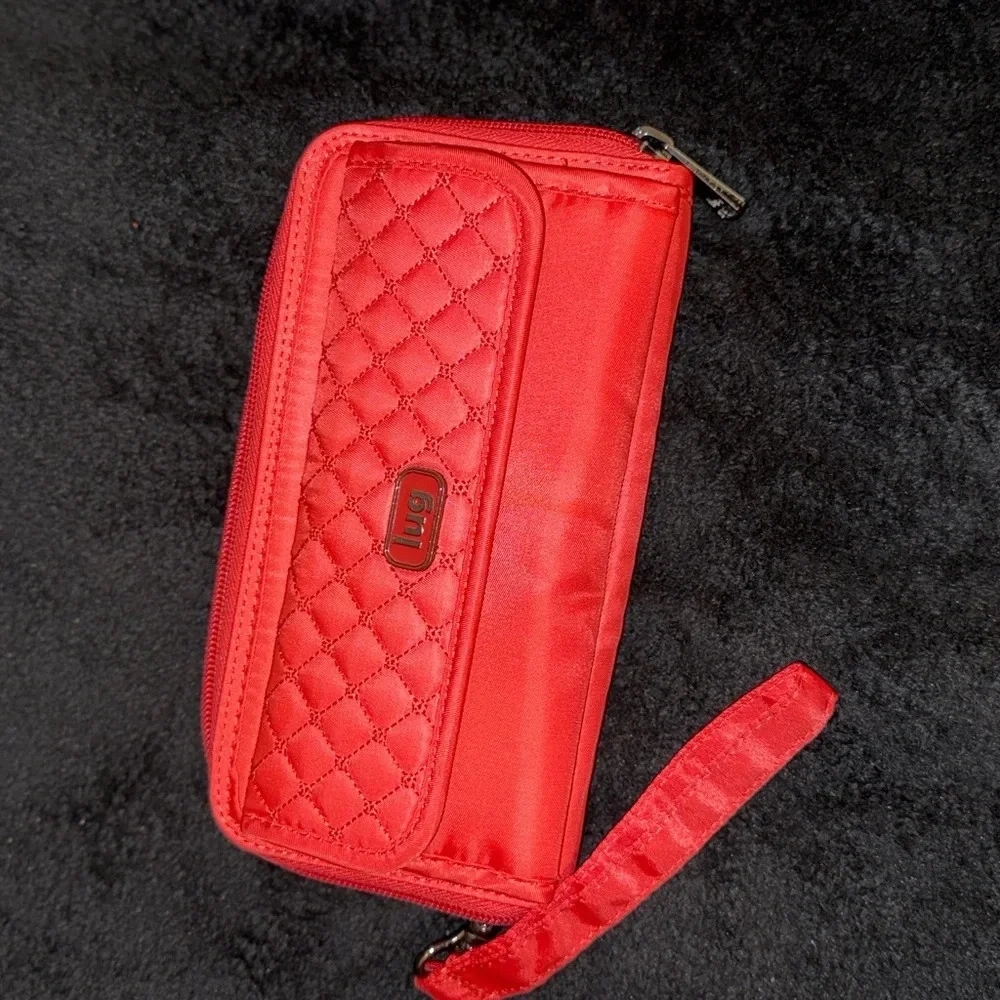 Lug Quick-Step RFID Zip-Around Quilted Wallet Coral Pink Orange